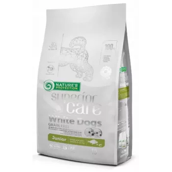 Sausas šunų ėdalas nature’s protection Superior Care White Dogs Grain Free Junior Small 10 kg – Žuvis, Baltymai 26%, Riebalai 15%
