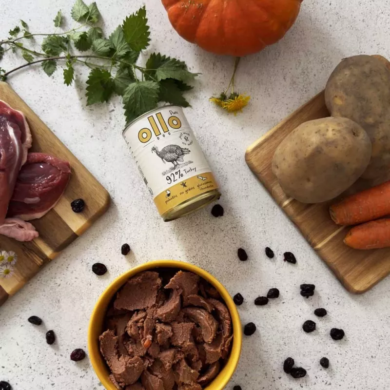 OLLO Pure Turkey šlapias šunų maistas - 850 g