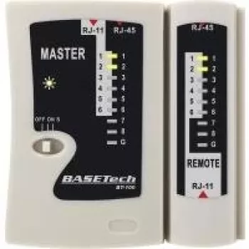 Basetech kabelių testeris BT-100, skirtas RJ-45 ir RJ-11 jungtims