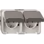 Sieninis kištukinis lizdas Merten MEG2321-8029 CEE 7/3 pilkas, IP44, 250 V, 16 A, 143×57×83 mm