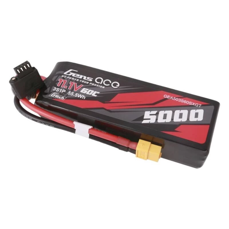 Gens ace G-Tech 5000mAh 11.1V 60C 3S1P trumpo dydžio Lipo akumuliatorius su XT60 kištuku