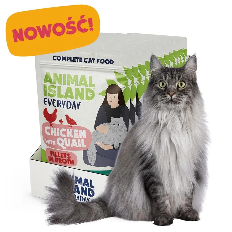 ANIMAL ISLAND Vištiena su putpelių filė sultinyje - šlapias kačių maistas - 12x85g