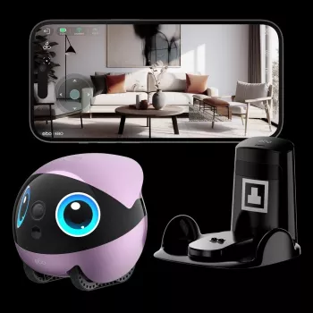 EnaBot Ebo Air 2 Plus namų mobilus stebėjimo robotas su AI kamera violetinis