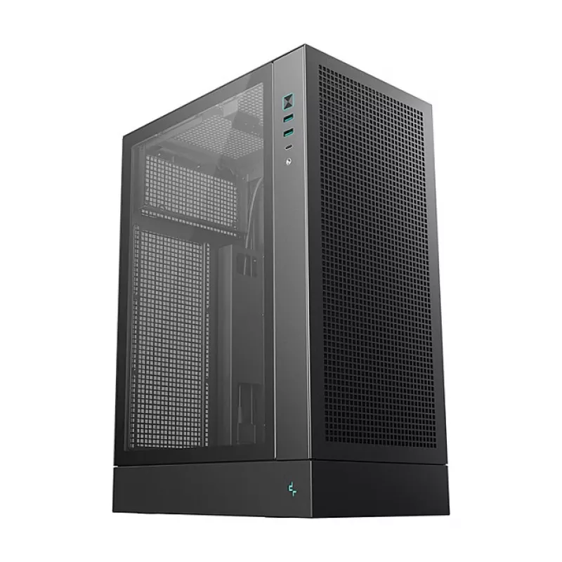 Korpusas DeepCool CH170 PLUS Tower Black – micro-ATX/mini-ITX, grūdintas stiklas, USB-C, maitinimo šaltinis viršuje