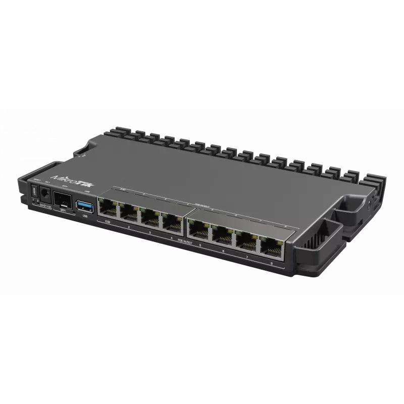 Laidininis maršrutizatorius MikroTik RB5009UPR+S+IN — 8x RJ-45 PoE prievadai, 2,5GbE, SFP+ lizdas, RouterOS