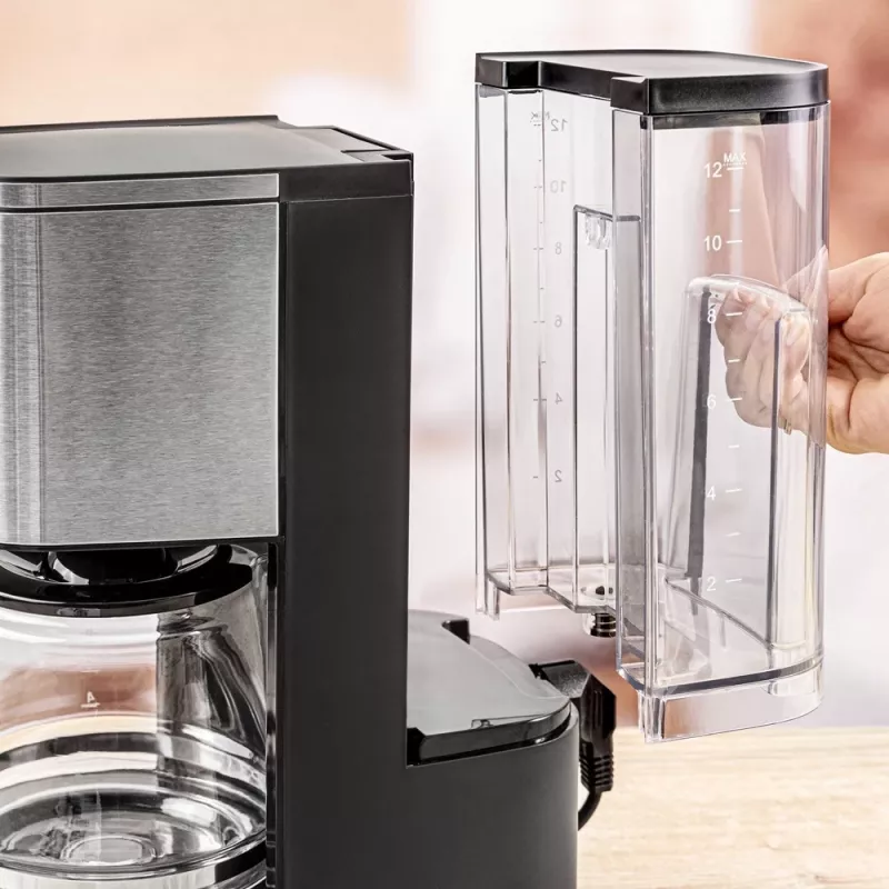 Kavinukas lašinis Rommelsbacher FKM1000, 1,5 L vandens talpa, 12 puodelių, nerūdijantis plienas/juoda