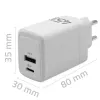 Qoltec GaN 45W įkroviklis 5V 20V 1,5A 3A, 1xUSB C PD, 1xUSB