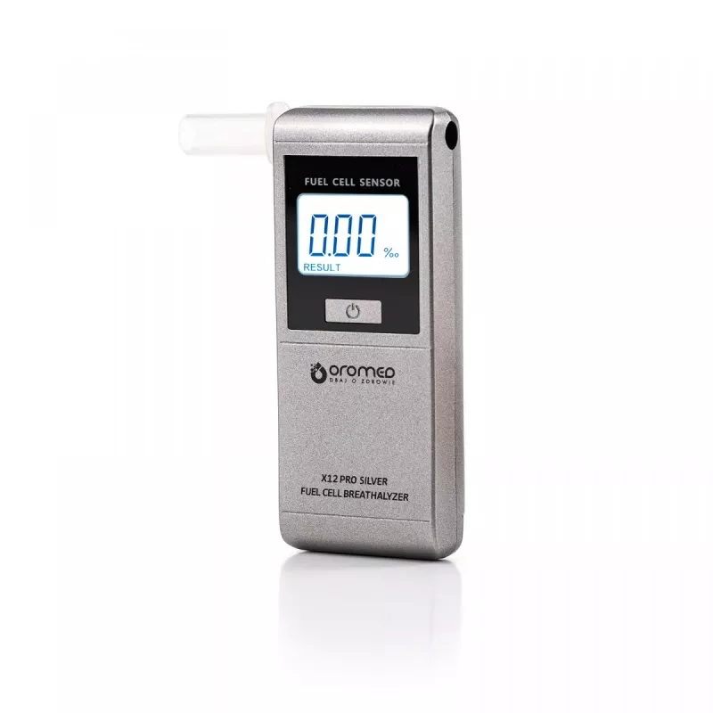 Alkotesteris ORO-MED X12 PRO SILVER – bekontaktis alkoholio matuoklis, diapazonas 0–4 g/l, LCD, AAA baterijos
