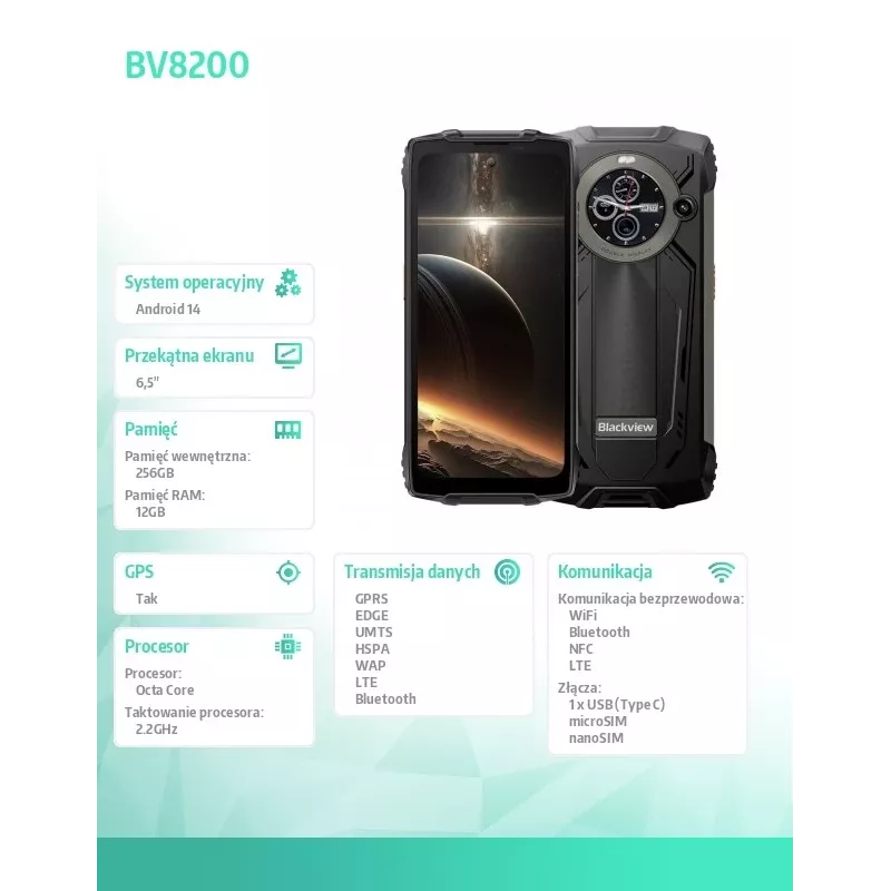 Išmanusis telefonas BLACKVIEW BV8200 12/256GB juodas