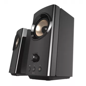CREATIVE T60 2.0 Kompaktiniai Hi-Fi staliniai garsiakalbiai su aiškiu dialogu ir erdviniu garsu, Sound Blaster SmartComms Kit, USB-C garso ir mikrofono bei ausinių prievadais