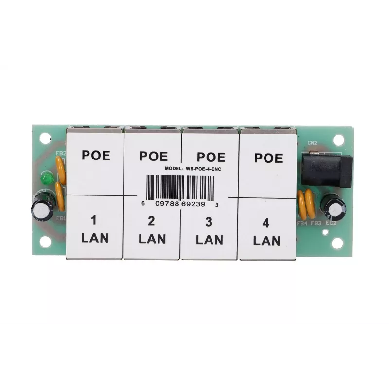 PoE injektorius Extralink 4 prievadai 4x 100Mb/s RJ45, Fast Ethernet, 48 V, be korpuso