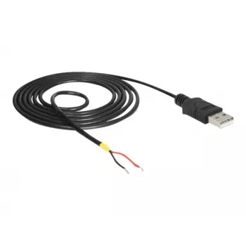 Delock USB 2.0 laidas, A tipo kištukas > 2 atviri laidų galai, 1,5 m, juodas (85664)