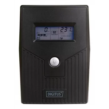 DIGITUS Line-Interaktyvus UPS, 800VA/480W, 12V/9Ah X1 baterija, 2x CEE 7/7 lizdai, RJ-11, LCD (DN-170064-LCD)