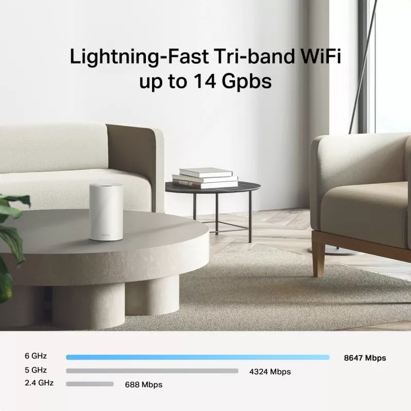 Belaidžio tinklo maršrutizatorių sistema TP‑LINK Deco BE68 (3 vnt.) Wi‑Fi 7 tinklo rinkinys