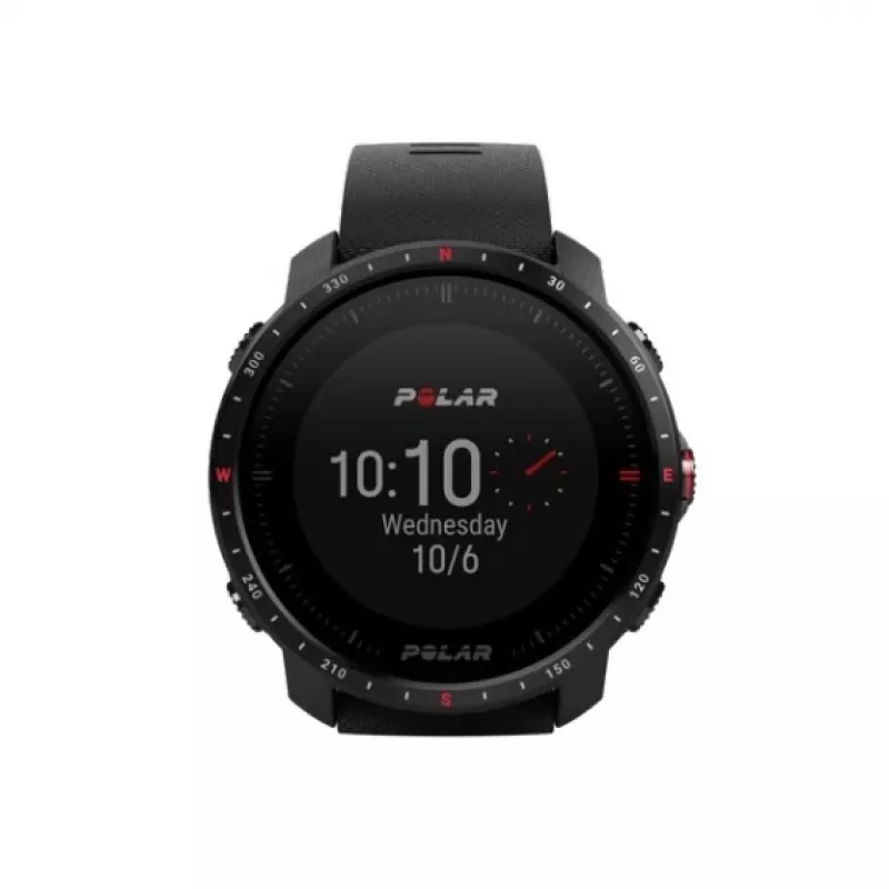 Polar Grit X Pro – Titanium – sportinis laikrodis su perforuotu odiniu dirželiu, pilkas, dirželio dydis M/L, ekranas 3 cm (1,2 colio), Bluetooth, 41 g (90085777)