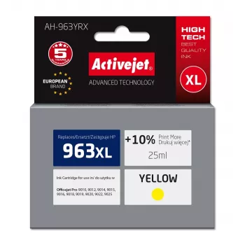 Activejet AH-963YRX rašalinė kasetė (HP 963XL 3JA29AE; Premium; 1760 puslapių; 25 ml, geltona)