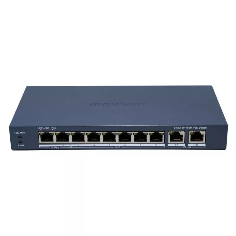 Hikvision DS-3E1310HP-EI(B) valdomas tinklo jungiklis Fast Ethernet (10/100) Power over Ethernet (PoE) pilka