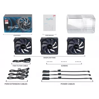 Seasonic MagFlow 1-Fan Kit Kompiuterio korpuso ventiliatorius 12 cm Juodas 1 vnt.
