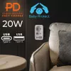 Maitinimo skirstytuvas MACLEAN MCE249 F/W – 2x kištukiniai lizdai (16A + 6A) ir 4x USB (2x A, 2x C PD 20W)