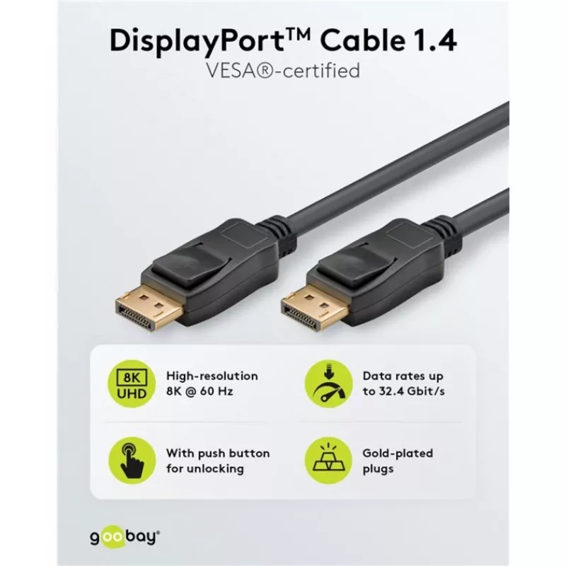 DisplayPort kabelis Goobay 74779 3 m Juodas G-Sync FreeSync
