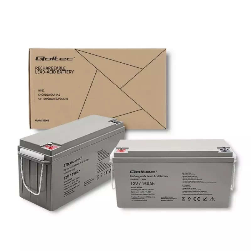 Qoltec 53068 AGM akumuliatorius | 12V | 150Ah | maks. 2250A