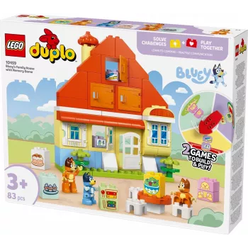 Konstruktorius LEGO Bluey šeimos namas su atminties žaidimu 10459 — 83 dalys, 3 minifigūrėlės, nuo 3 m.