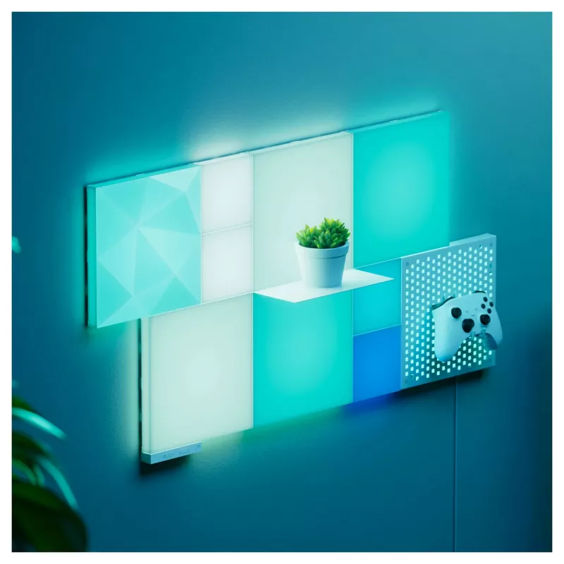 LED skydelio šviestuvas Nanoleaf N8100E00-2TBS — kvadratinis RGB, maitinamas nuolatinės srovės, 2 vnt. pakuotė