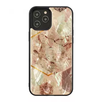 Apsauginis telefono dėklas iKins, skirtas Apple iPhone 12 / 12 Pro – rožinio marmuro dizainas