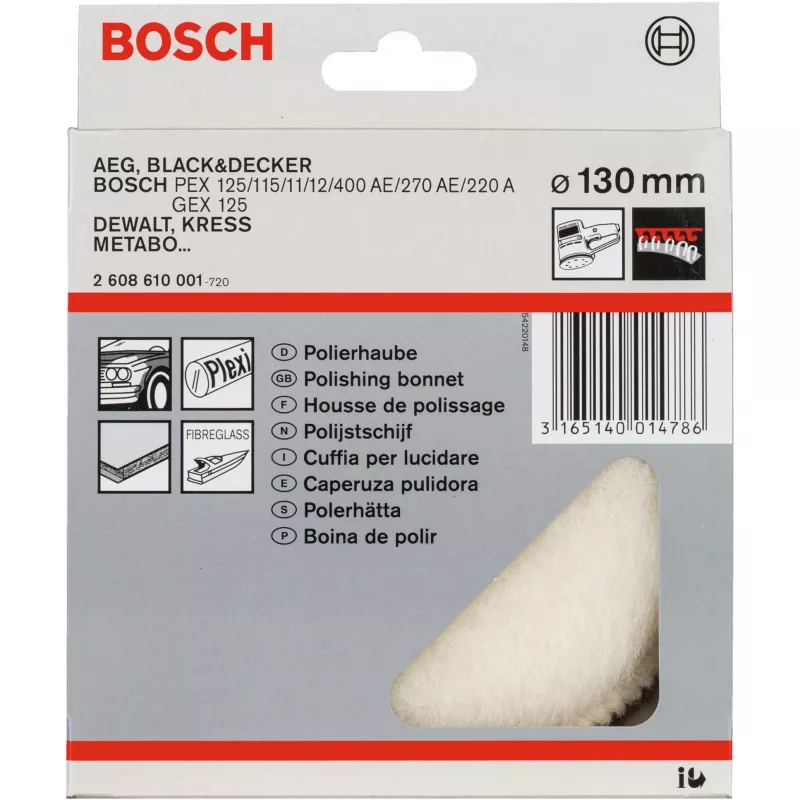 Poliravimo diskas iš ėriukeninės odos Bosch 2608610001 13 cm pilkas