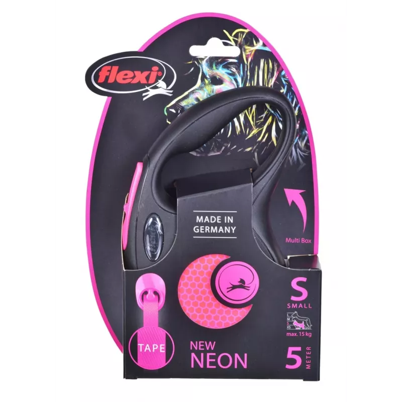 Flexi New Neon S 5 m šuns užtraukiamas pavadėlis