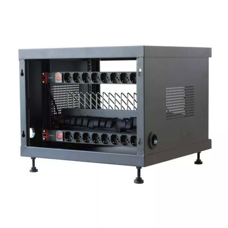 Stovo lentyna TECHLY 367652 kabelių tvarkytuvas su 3M lipniu montavimu, plienas, 550×550×410 mm, juoda