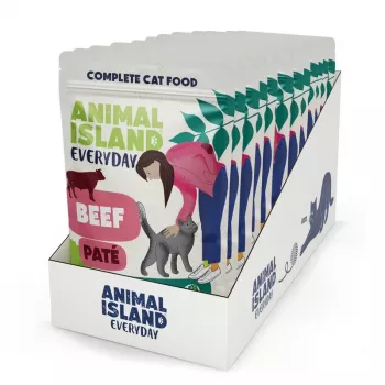 ANIMAL ISLAND jautienos paštetas maišeliuose katėms 12x100g