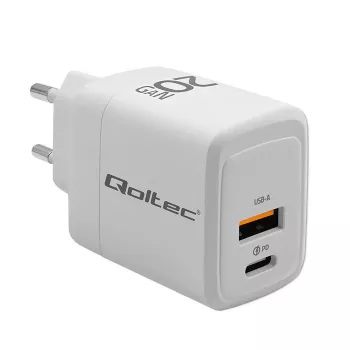GaN įkroviklis QOLTEC 51823 20W USB maitinimo adapteris, 5V/20V išėjimas