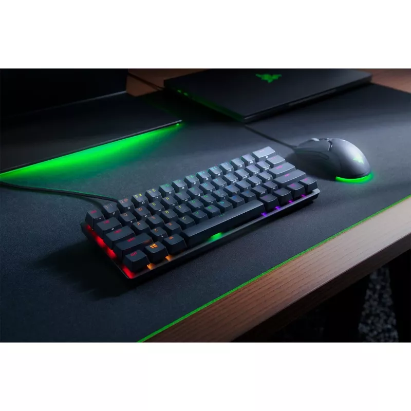 Razer Huntsman Mini, žaidimų klaviatūra, juoda, DE išdėstymas, Razer Linear Optical (raudoni) jungikliai