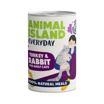 Šlapias ėdalas katėms Animal Island Everyday – Kalakutiena ir triušiena, 400 g, suaugusioms katėms, be grūdų ir sojos
