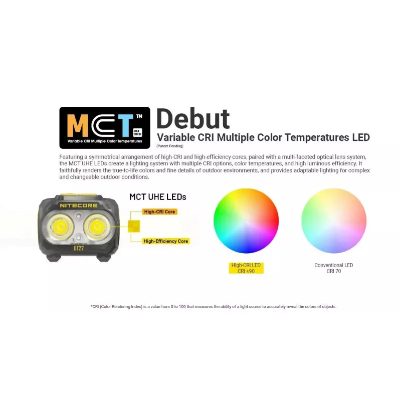 Nitecore UT27 MCT juodos/geltonos spalvos LED priekinė lemputė