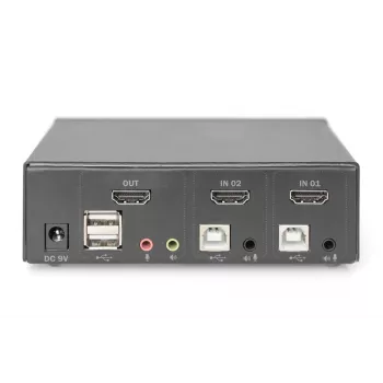 KVM jungiklis Digitus 2 prievadų vieno ekrano 4K HDMI