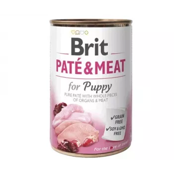 Šlapias šunų ėdalas Brit Paté & Meat Puppy Chicken 400 g – paštetas šuniukams, be grūdų