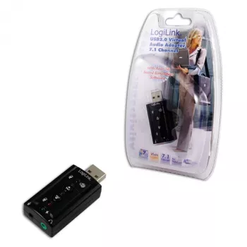 Išorinė USB garso plokštė LOGILINK UA0078, 7.1 kanalo, USB sąsaja, kompaktiška 124×194×34 mm, 80 g