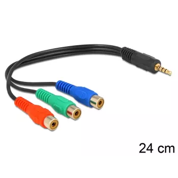 Garso kabelis DeLOCK 62499 0.24 m 3,5 mm – 3 x RCA juodas