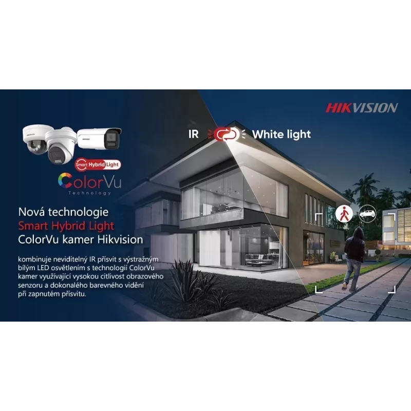 Hikvision Pro Series su ColorVu 4 MP išmaniuoju hibridiniu apšvietimu ir ColorVu fiksuoto kupolo tinklo kamera