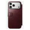 Mobilaus telefono dėklas Nomad Modern Leather Folio, skirtas iPhone 17 Pro Max – oda, TPU, PC, aliuminis, bordo spalvos, 16 cm (6,3 colio)