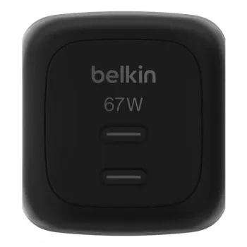 Greičio įkroviklis AC patalpoms Belkin WCH020kqBK, 2× USB-C, universali suderinamumas, apsauga nuo viršįtampių, juodas