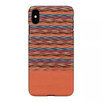 Dėklas iPhone XS Max man and wood su languotu rudu raštu ir juodu apvadu