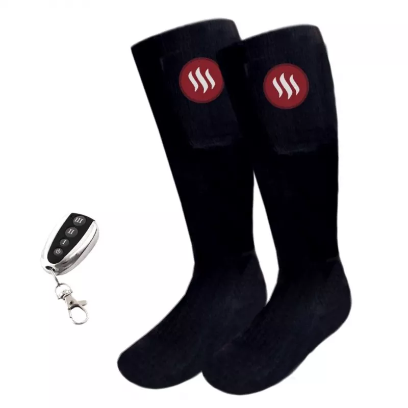 Šildomos kojinės Glovii GQ2L unisex L su integruotu šildymo elementu, medvilnė/elastanas, juodos/raudonos
