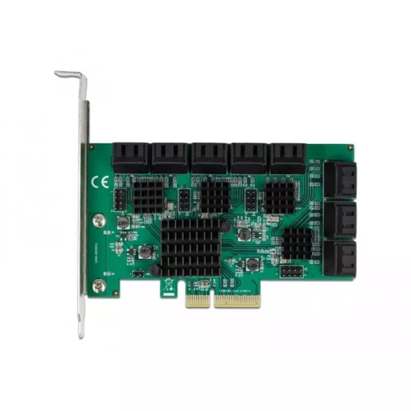 DeLOCK 16 prievadų SATA PCI Express x4 kortelė 6 Gbit/s žalia pilka