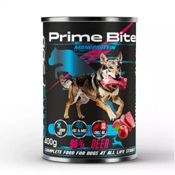 PRIME BITE Monoprotein Deer with an apple - šlapias šunų maistas - 400g