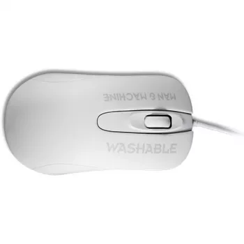 Laidinė ambidekstrinė optinė pelė ManMachine Man & Machine C Mouse — USB Type-A, lazeris 1000 DPI, 3 mygtukai, slinkimo ratukas (higieniška balta)