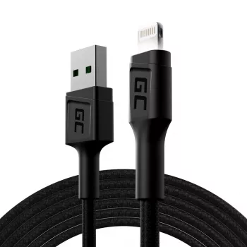 Laidas Lightning – USB A Green Cell KABGC12, 2 m, juodas