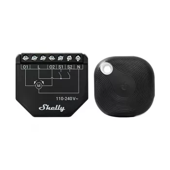 WiFi žaliuzių valdiklis Shelly Shutter BLU (Shelly_Shutter_BLU_1) su Bluetooth mygtuku, tvirtas korpusas